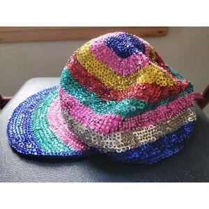 Rainbow Sequin Baseball Cap Cotton  Pride Vintage JC O/S